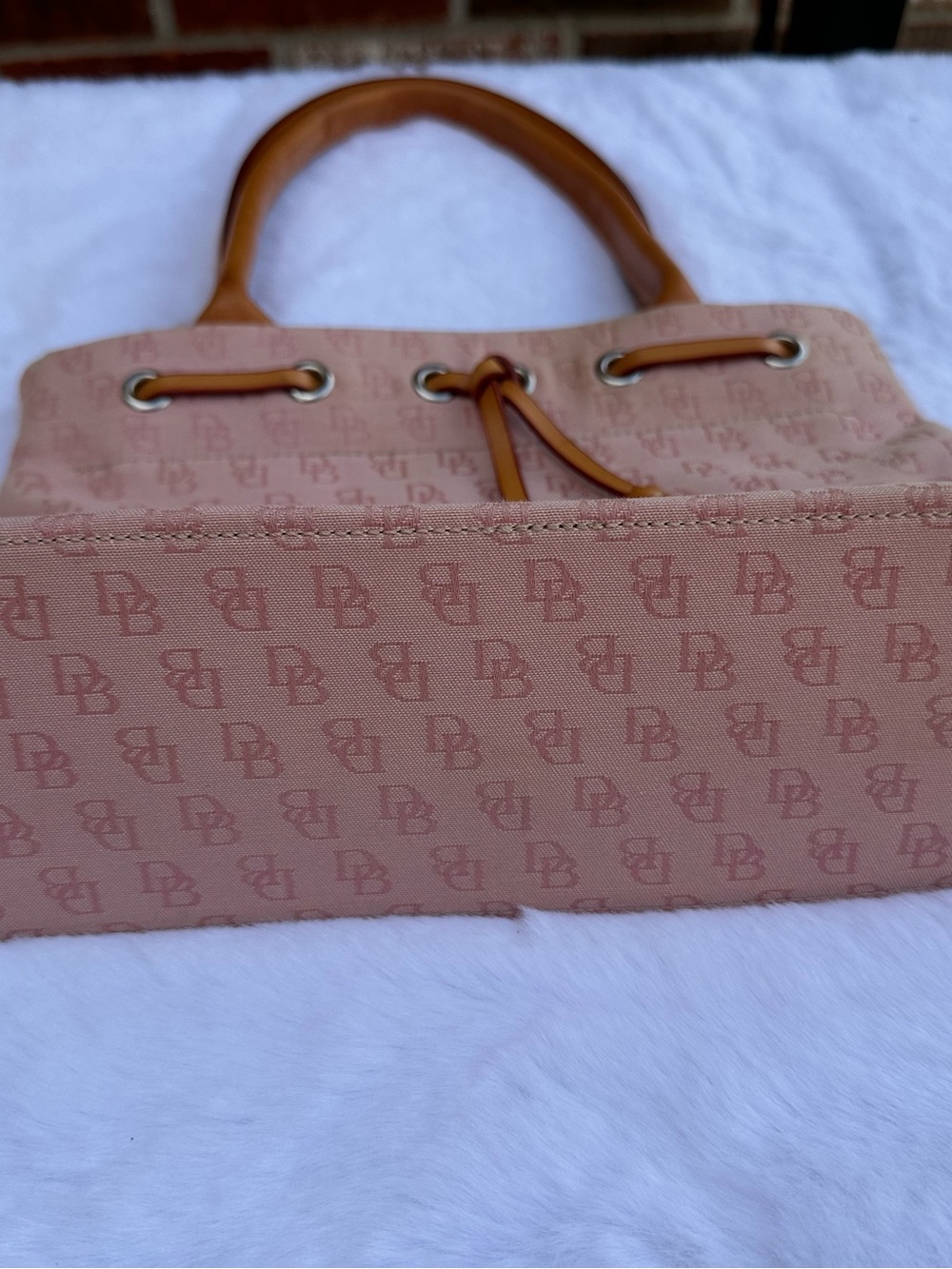 Dooney & Bourke Pink Signature Logo Tassel Tote Bag - Picture 7 of 16